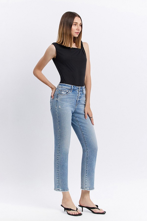 HIGH RISE REGULAR STRAIGHT JEANS F5...